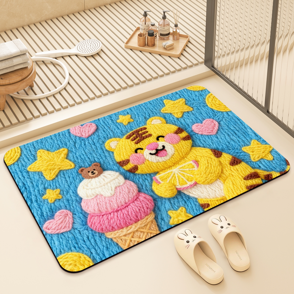 91家纺网 家纺一手货源 找家纺 卡初家居（原微来） 2025新款吸水吸油防滑硅藻泥地垫垫子-卡通系列 G-1748