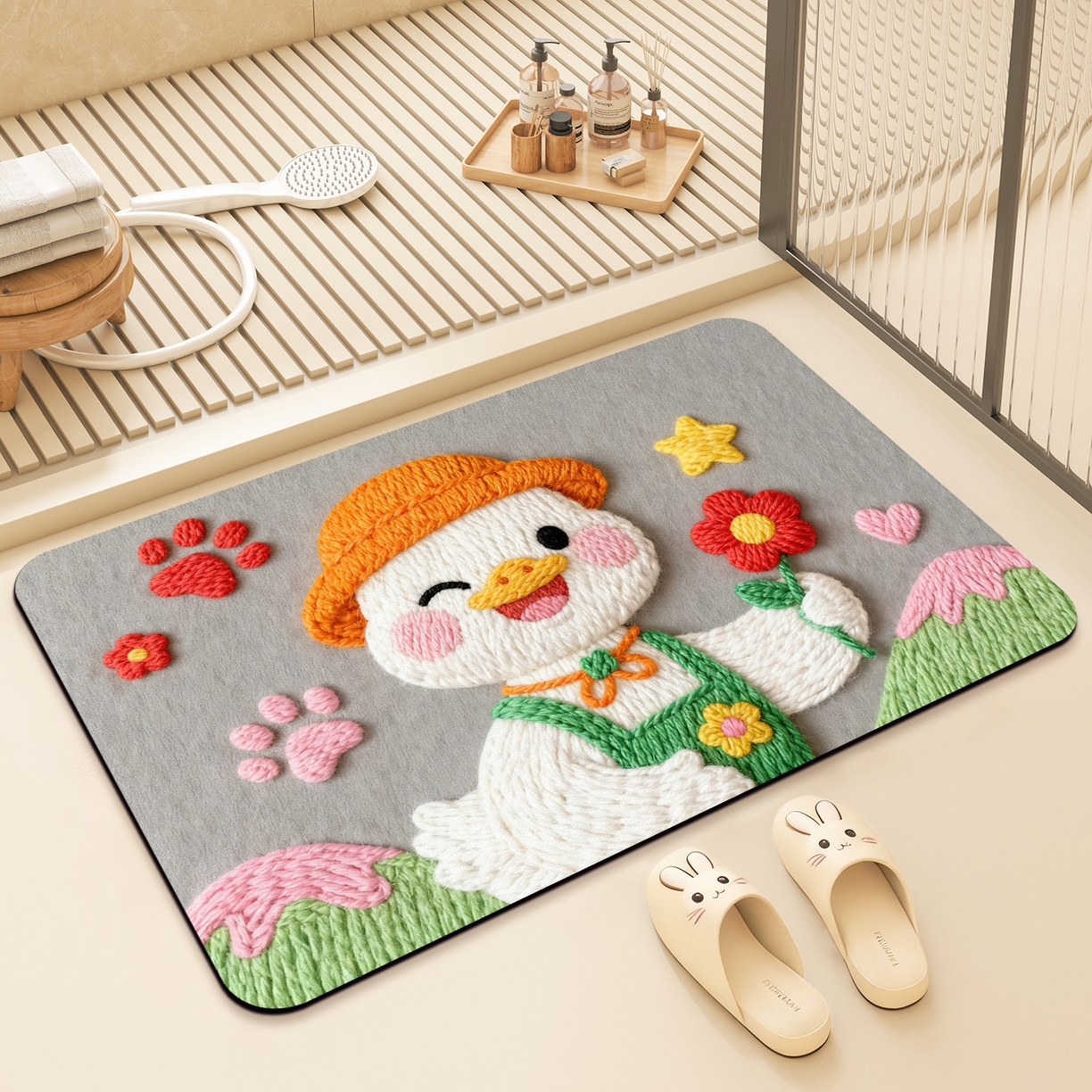 91家纺网 家纺一手货源 找家纺 卡初家居（原微来） 2025新款吸水吸油防滑硅藻泥地垫垫子-卡通系列 G-1749