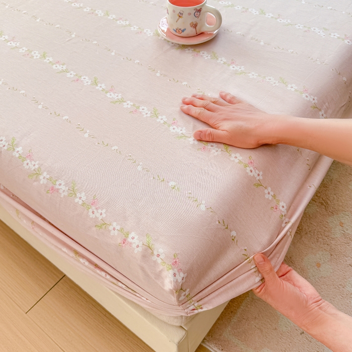 91家纺网 家纺一手货源 找家纺 禧安居 2025新款高支高密活性印染全棉床笠印花床笠单床笠（支持定制尺寸）静听花语