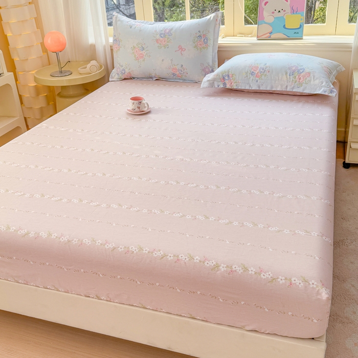 91家纺网 家纺一手货源 找家纺 禧安居 2025新款高支高密活性印染全棉床笠印花床笠单床笠（支持定制尺寸）静听花语