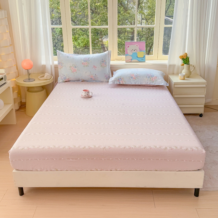 91家纺网 家纺一手货源 找家纺 禧安居 2025新款高支高密活性印染全棉床笠印花床笠单床笠（支持定制尺寸）静听花语