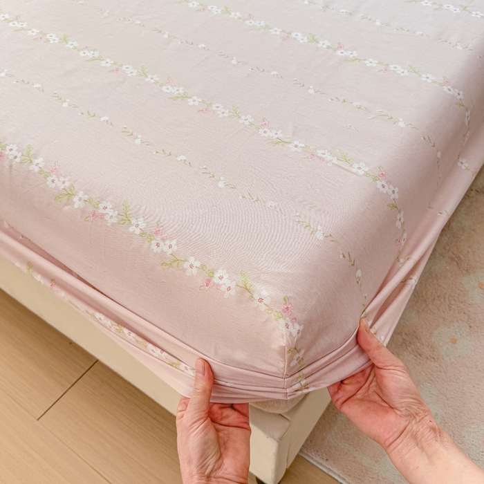 91家纺网 家纺一手货源 找家纺 禧安居 2025新款高支高密活性印染全棉床笠印花床笠单床笠（支持定制尺寸）静听花语