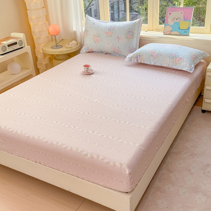 91家纺网 家纺一手货源 找家纺 禧安居 2025新款高支高密活性印染全棉床笠印花床笠单床笠（支持定制尺寸）静听花语