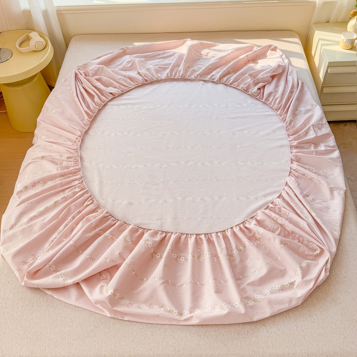 91家纺网 家纺一手货源 找家纺 禧安居 2025新款高支高密活性印染全棉床笠印花床笠单床笠（支持定制尺寸）静听花语