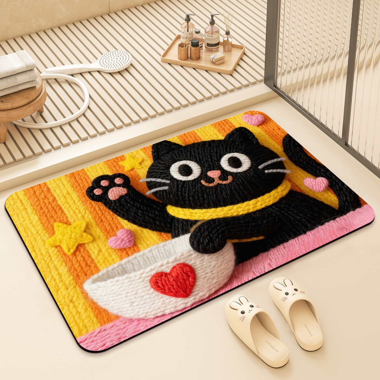 91家纺网 家纺一手货源 找家纺 卡初家居（原微来） 2025新款吸水吸油防滑硅藻泥地垫垫子-卡通系列 G-1750