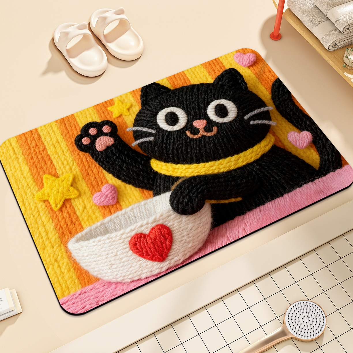 91家纺网 家纺一手货源 找家纺 卡初家居（原微来） 2025新款吸水吸油防滑硅藻泥地垫垫子-卡通系列 G-1750