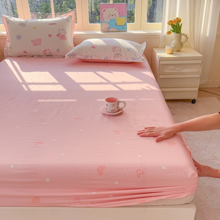 91家纺网 家纺一手货源 找家纺 禧安居 2025新款高支高密活性印染全棉床笠印花床笠单床笠（支持定制尺寸）凯蒂乐园