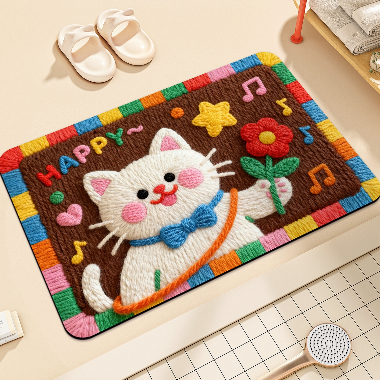 91家纺网 家纺一手货源 找家纺 卡初家居（原微来） 2025新款吸水吸油防滑硅藻泥地垫垫子-卡通系列 G-1751