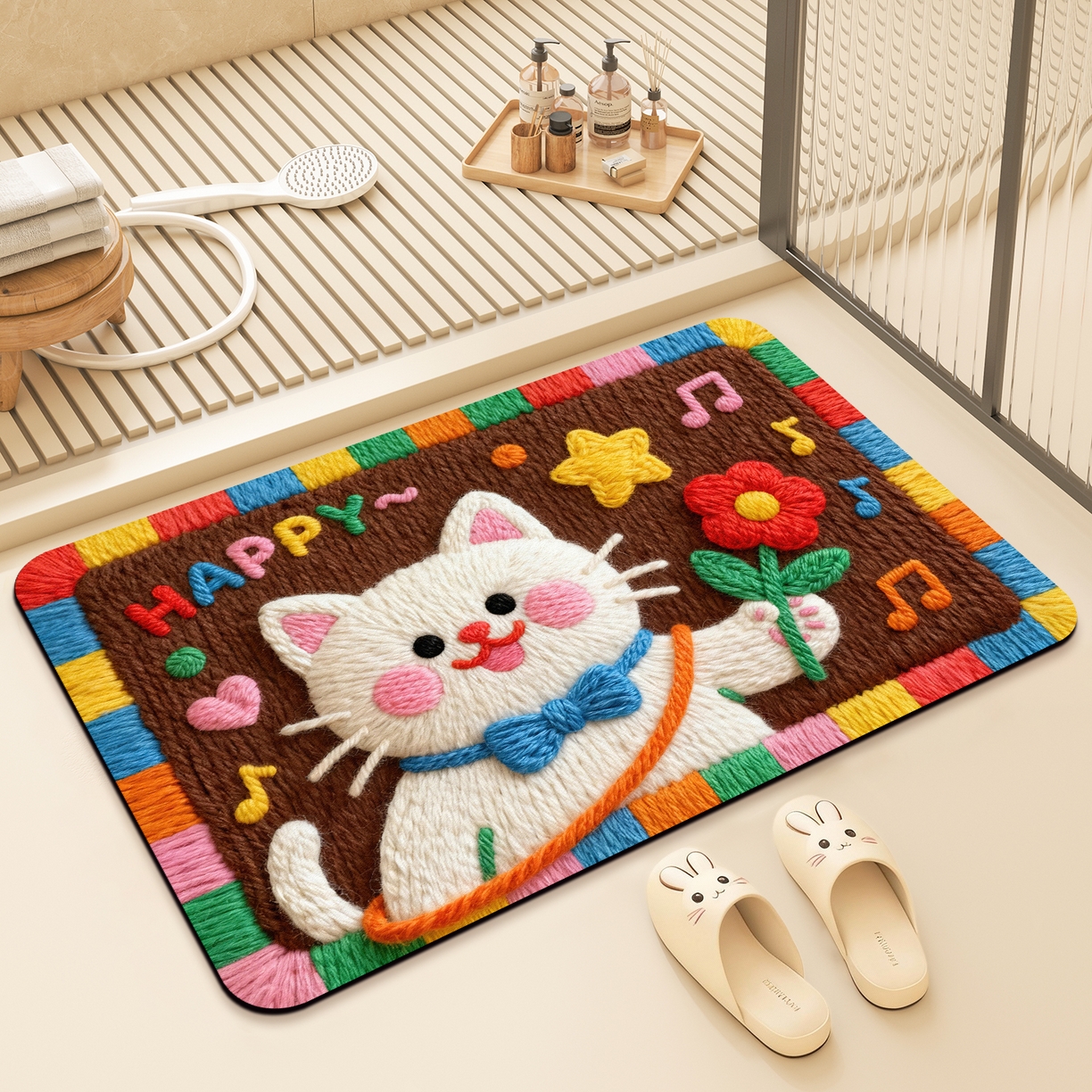 91家纺网 家纺一手货源 找家纺 卡初家居（原微来） 2025新款吸水吸油防滑硅藻泥地垫垫子-卡通系列 G-1751