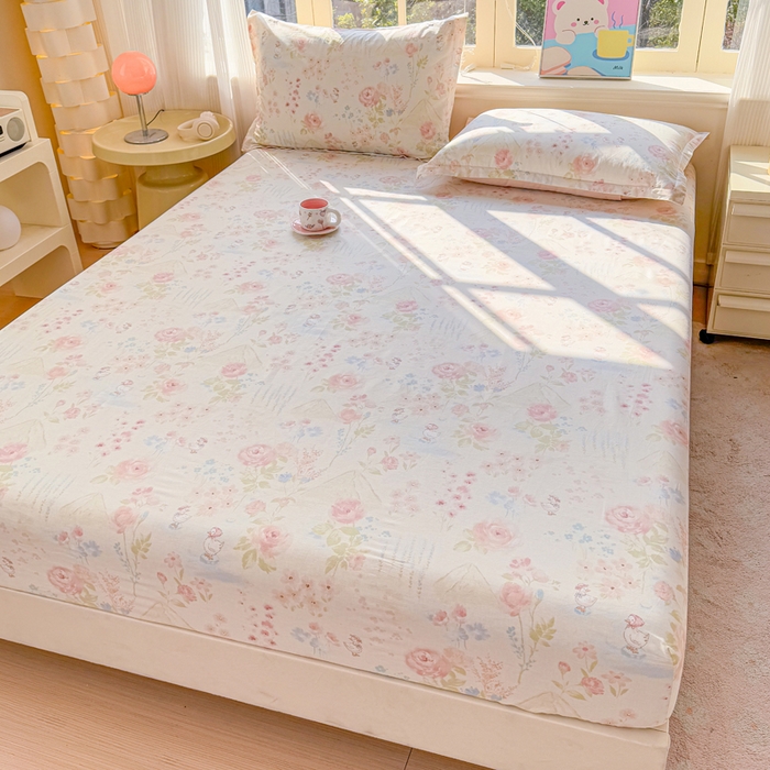 91家纺网 家纺一手货源 找家纺 禧安居 2025新款高支高密活性印染全棉床笠印花床笠单床笠（支持定制尺寸）山茶漫记