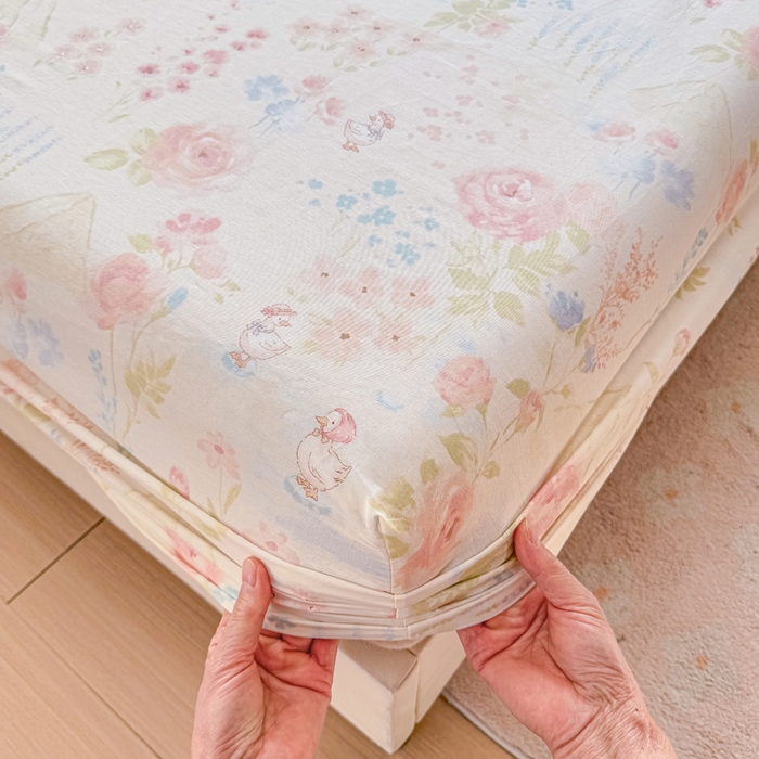 91家纺网 家纺一手货源 找家纺 禧安居 2025新款高支高密活性印染全棉床笠印花床笠单床笠（支持定制尺寸）山茶漫记