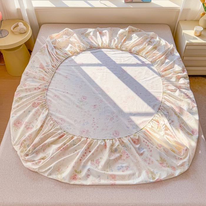 91家纺网 家纺一手货源 找家纺 禧安居 2025新款高支高密活性印染全棉床笠印花床笠单床笠（支持定制尺寸）山茶漫记