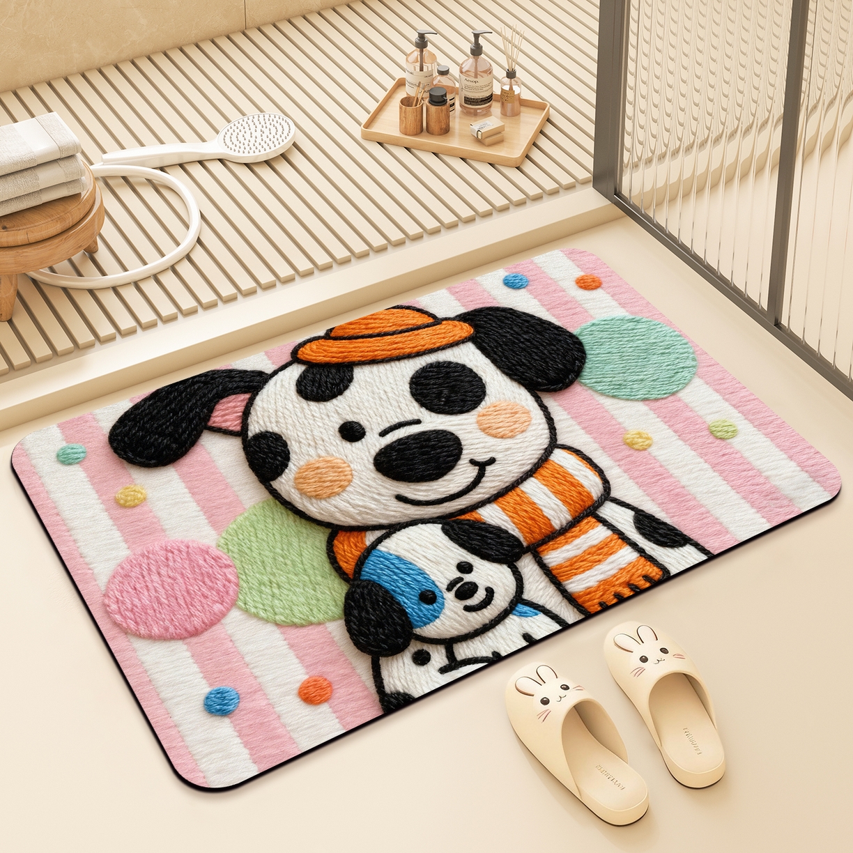 91家纺网 家纺一手货源 找家纺 卡初家居（原微来） 2025新款吸水吸油防滑硅藻泥地垫垫子-卡通系列 G-1754