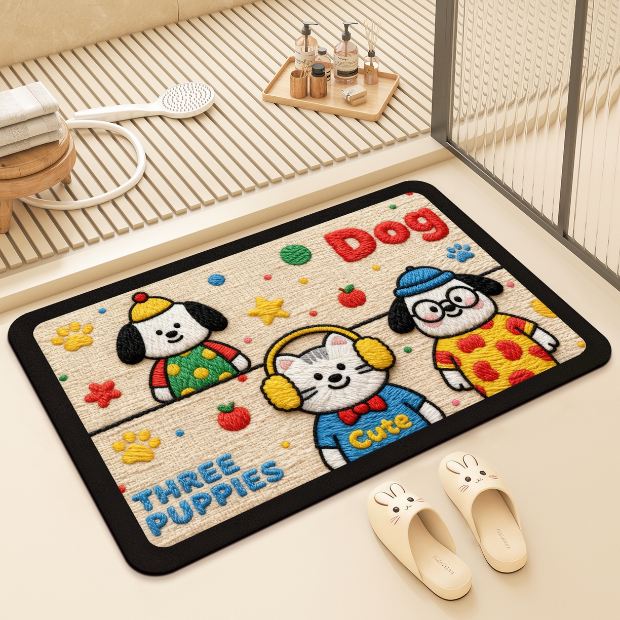 91家纺网 家纺一手货源 找家纺 卡初家居（原微来） 2025新款吸水吸油防滑硅藻泥地垫垫子-卡通系列 G-1755