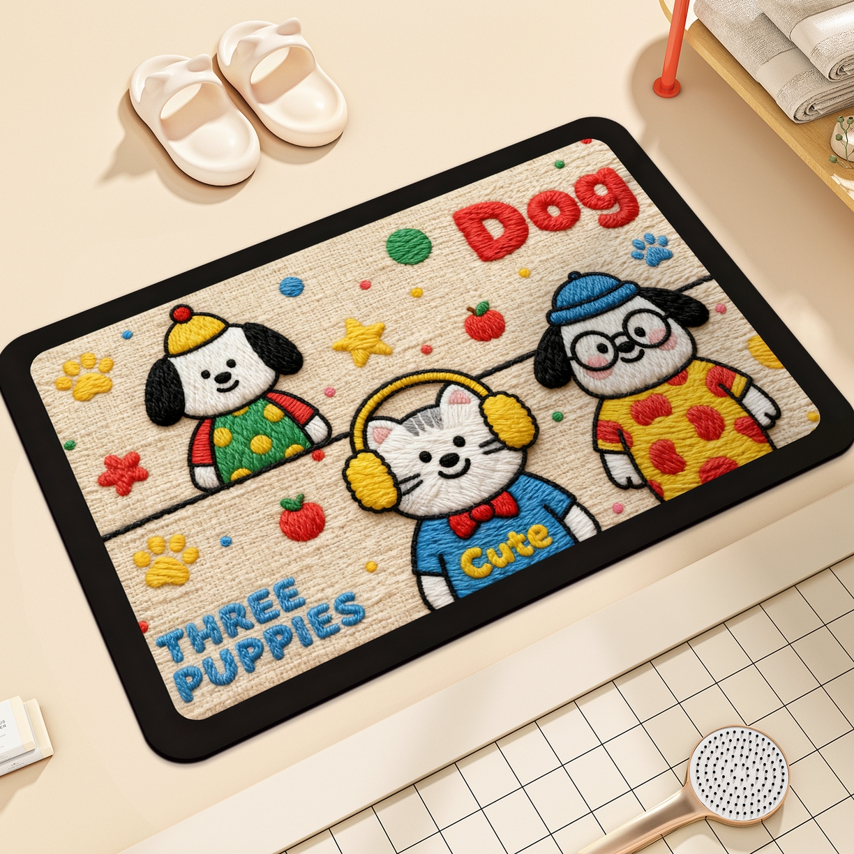 91家纺网 家纺一手货源 找家纺 卡初家居（原微来） 2025新款吸水吸油防滑硅藻泥地垫垫子-卡通系列 G-1755