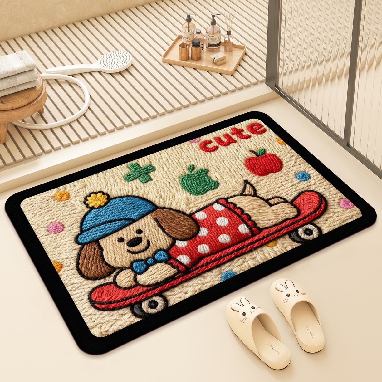 91家纺网 家纺一手货源 找家纺 卡初家居（原微来） 2025新款吸水吸油防滑硅藻泥地垫垫子-卡通系列 G-1756