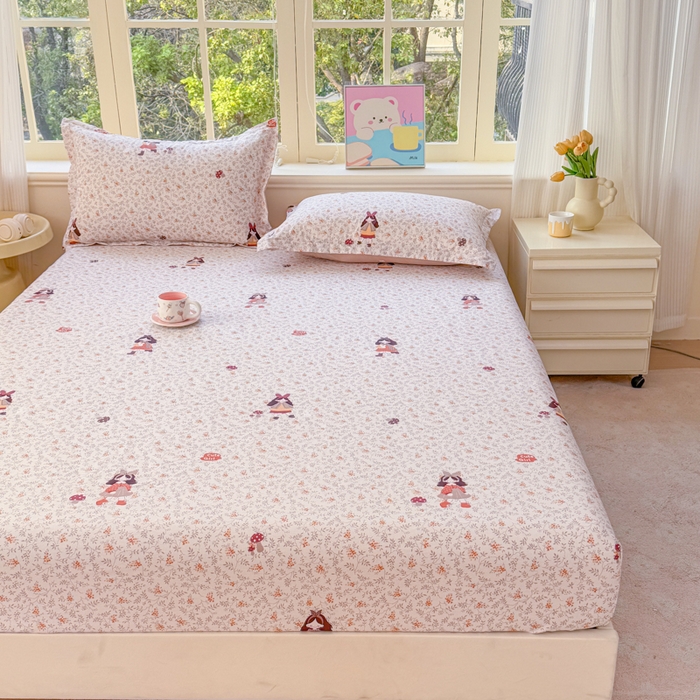 91家纺网 家纺一手货源 找家纺 禧安居 2025新款高支高密活性印染全棉床笠印花床笠单床笠（支持定制尺寸）原宿女孩