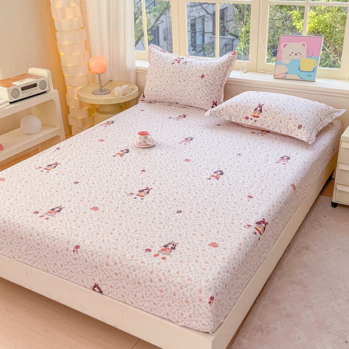 91家纺网 家纺一手货源 找家纺 禧安居 2025新款高支高密活性印染全棉床笠印花床笠单床笠（支持定制尺寸）原宿女孩