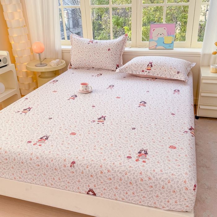 91家纺网 家纺一手货源 找家纺 禧安居 2025新款高支高密活性印染全棉床笠印花床笠单床笠（支持定制尺寸）原宿女孩