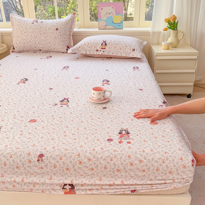 91家纺网 家纺一手货源 找家纺 禧安居 2025新款高支高密活性印染全棉床笠印花床笠单床笠（支持定制尺寸）原宿女孩