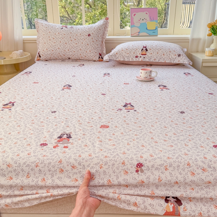 91家纺网 家纺一手货源 找家纺 禧安居 2025新款高支高密活性印染全棉床笠印花床笠单床笠（支持定制尺寸）原宿女孩