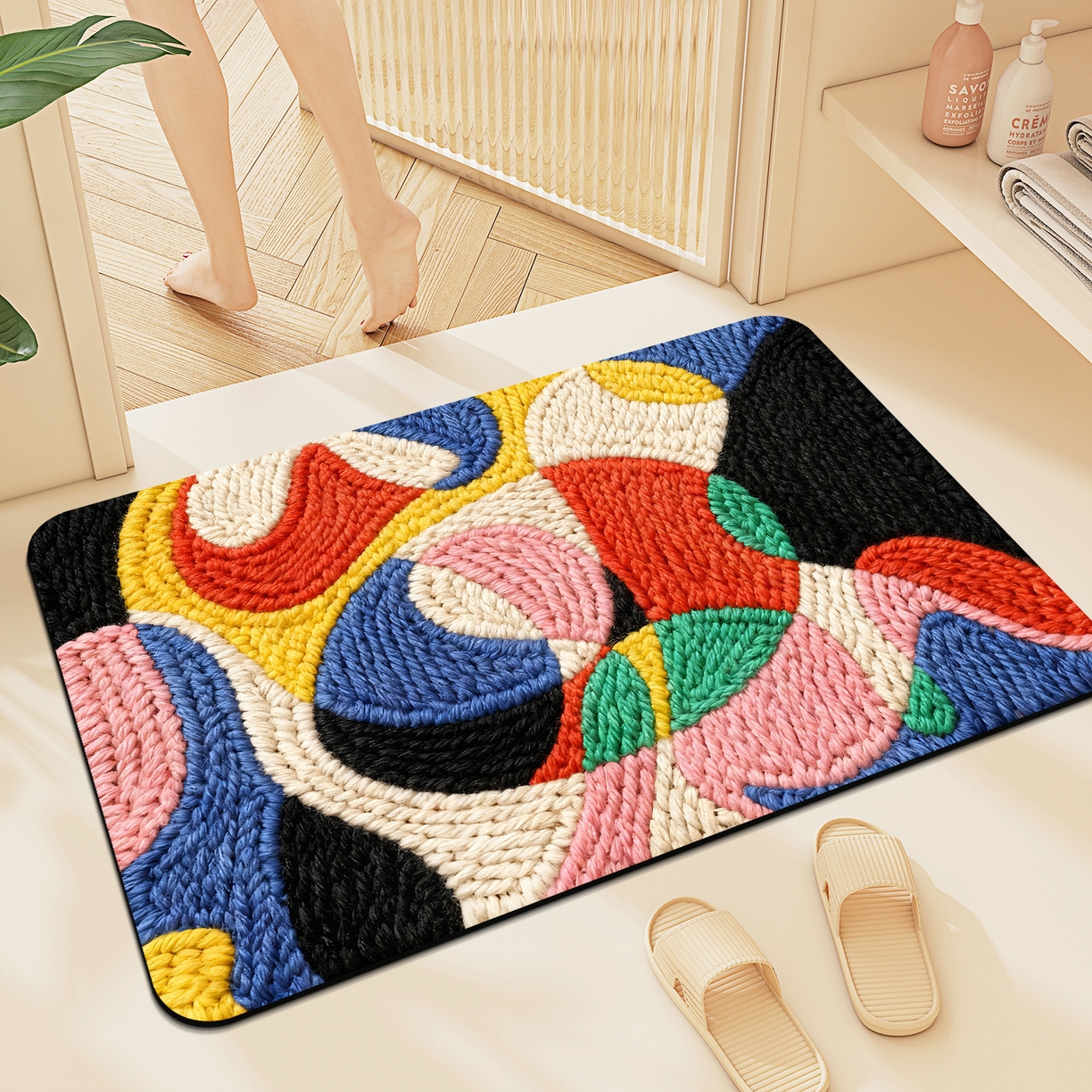 （总）卡初家居（原微来） 2025新款吸水吸油防滑硅藻泥地垫垫子-花卉系列