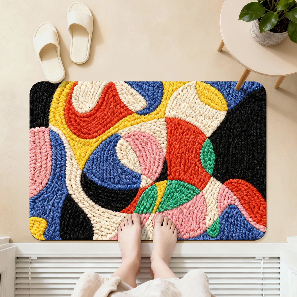 91家纺网 家纺一手货源 找家纺 （总）卡初家居（原微来） 2025新款吸水吸油防滑硅藻泥地垫垫子-花卉系列