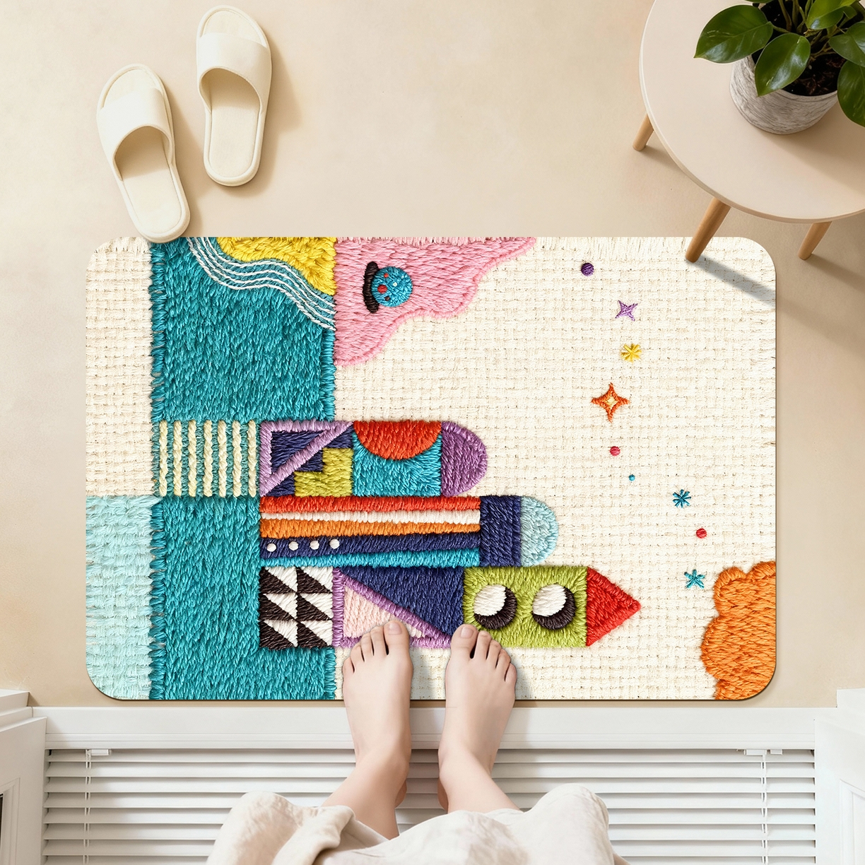 91家纺网 家纺一手货源 找家纺 卡初家居（原微来） 2025新款吸水吸油防滑硅藻泥地垫垫子-花卉系列 G-1583