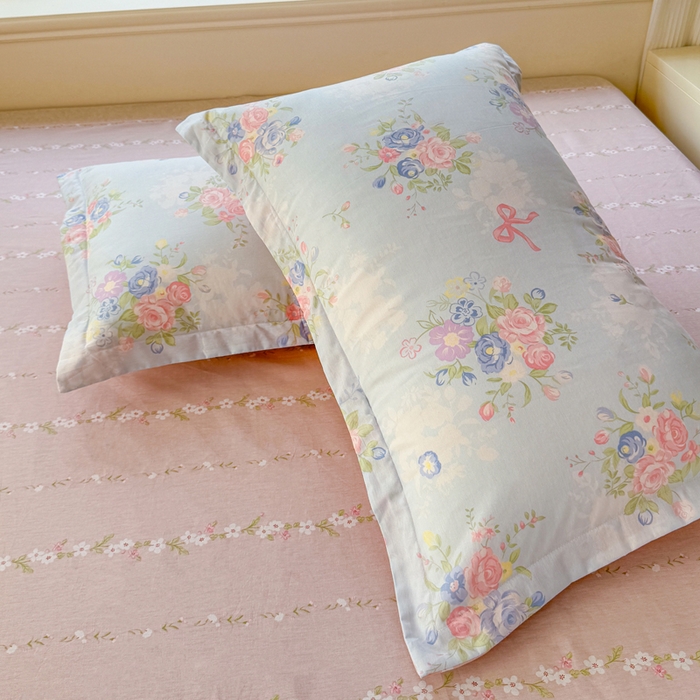 91家纺网 家纺一手货源 找家纺 禧安居 2025新款高支高密活性印染全棉枕套单枕套 静听花语