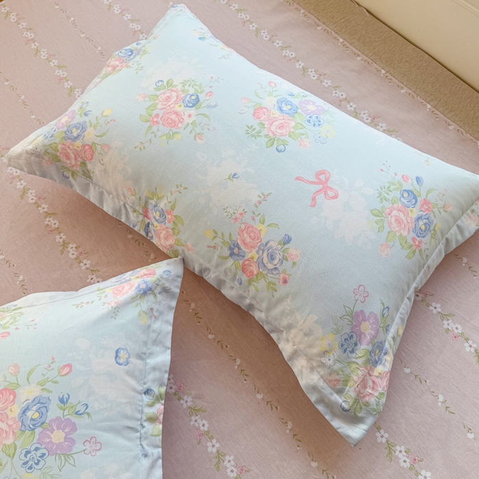 91家纺网 家纺一手货源 找家纺 禧安居 2025新款高支高密活性印染全棉枕套单枕套 静听花语