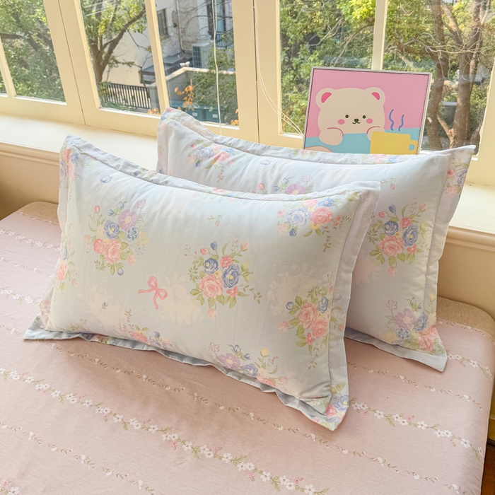 91家纺网 家纺一手货源 找家纺 禧安居 2025新款高支高密活性印染全棉枕套单枕套 静听花语