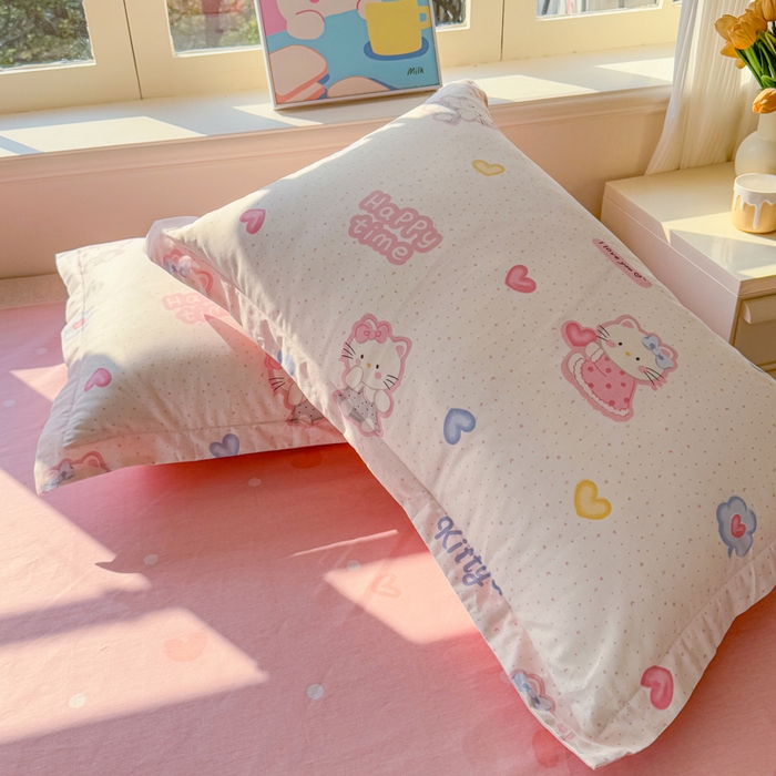 91家纺网 家纺一手货源 找家纺 禧安居 2025新款高支高密活性印染全棉枕套单枕套 凯蒂乐园