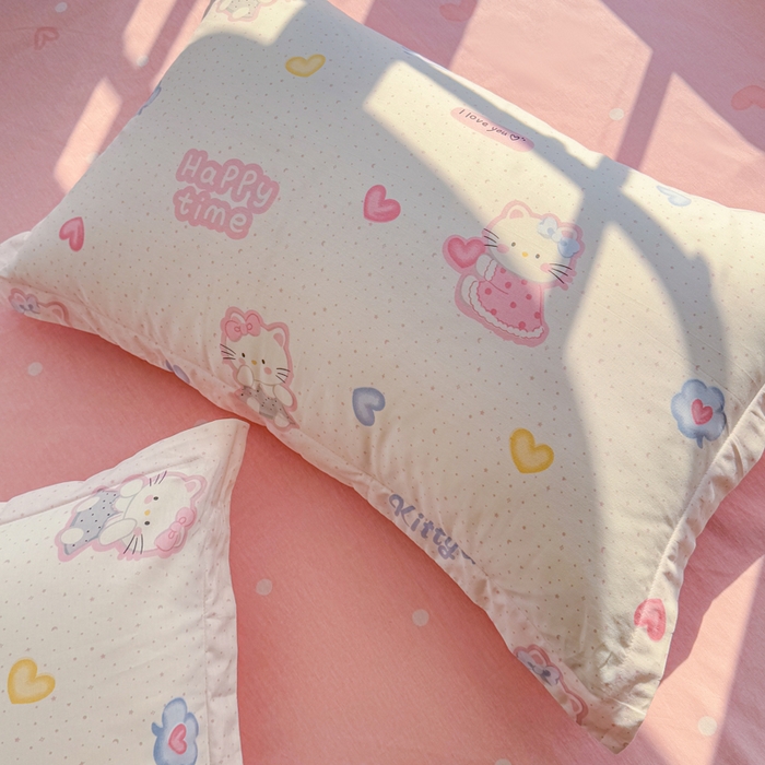 91家纺网 家纺一手货源 找家纺 禧安居 2025新款高支高密活性印染全棉枕套单枕套 凯蒂乐园