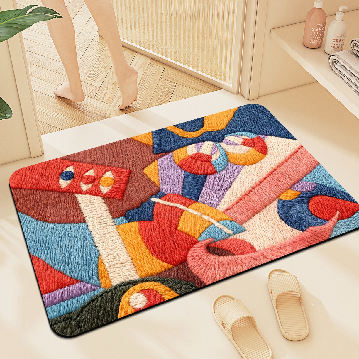 卡初家居（原微来） 2025新款吸水吸油防滑硅藻泥地垫垫子-花卉系列 G-1597