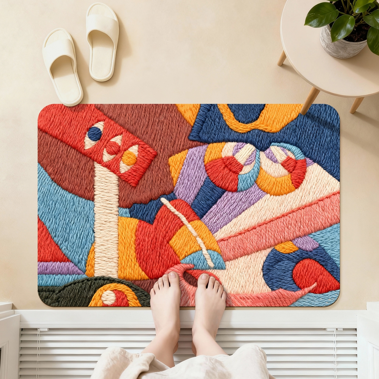 91家纺网 家纺一手货源 找家纺 卡初家居（原微来） 2025新款吸水吸油防滑硅藻泥地垫垫子-花卉系列 G-1597