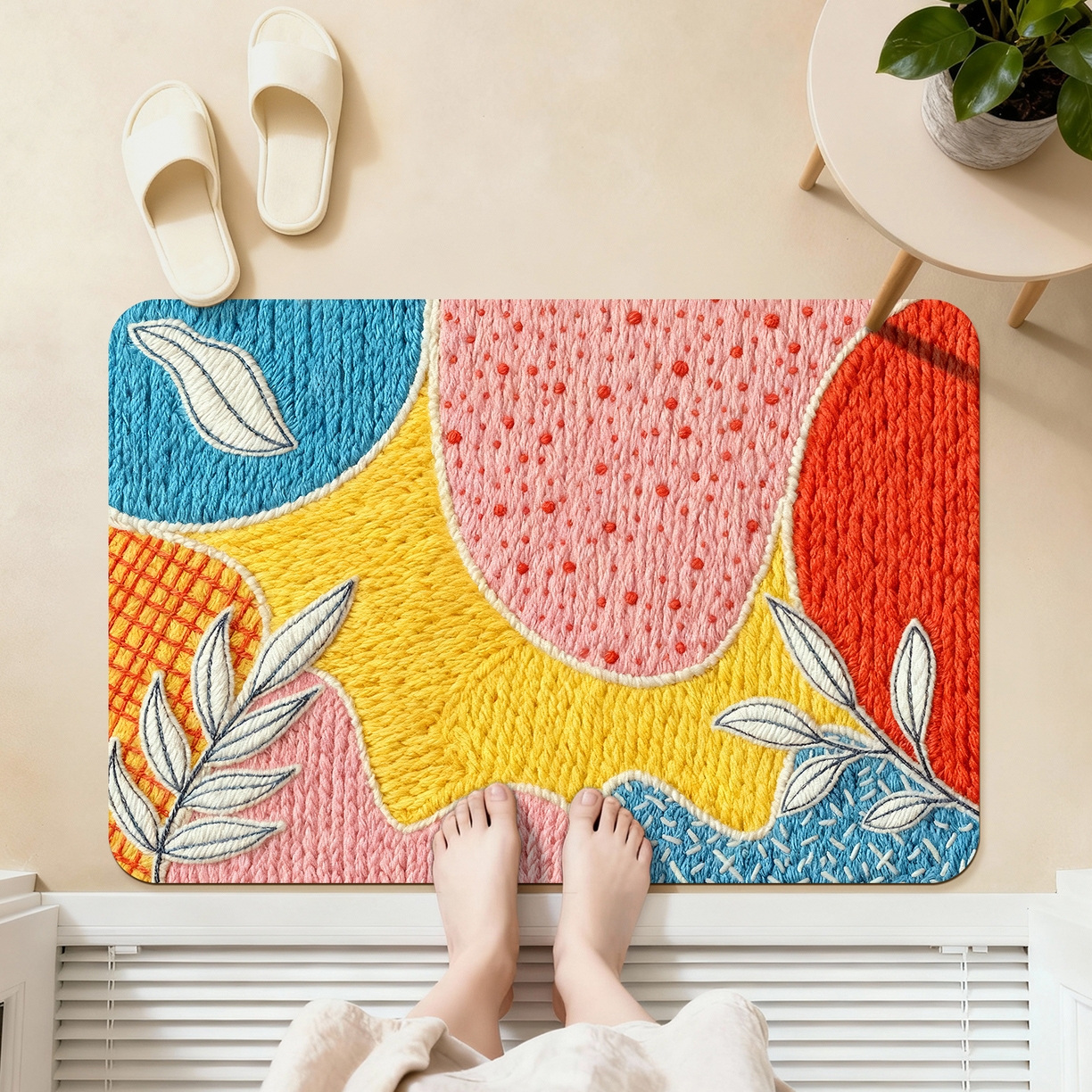 91家纺网 家纺一手货源 找家纺 卡初家居（原微来） 2025新款吸水吸油防滑硅藻泥地垫垫子-花卉系列 G-1717