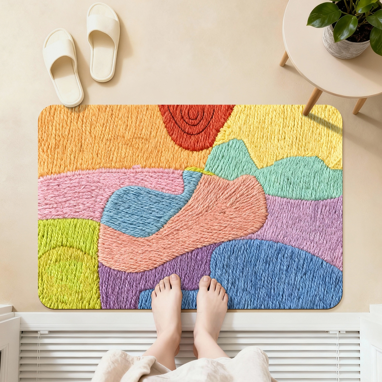 91家纺网 家纺一手货源 找家纺 卡初家居（原微来） 2025新款吸水吸油防滑硅藻泥地垫垫子-花卉系列 G-1718