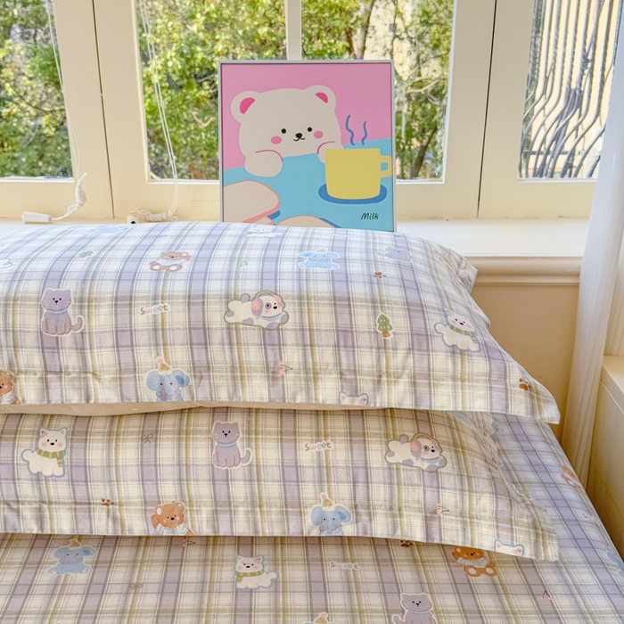 91家纺网 家纺一手货源 找家纺 禧安居 2025新款高支高密活性印染全棉枕套单枕套 温馨甜宠