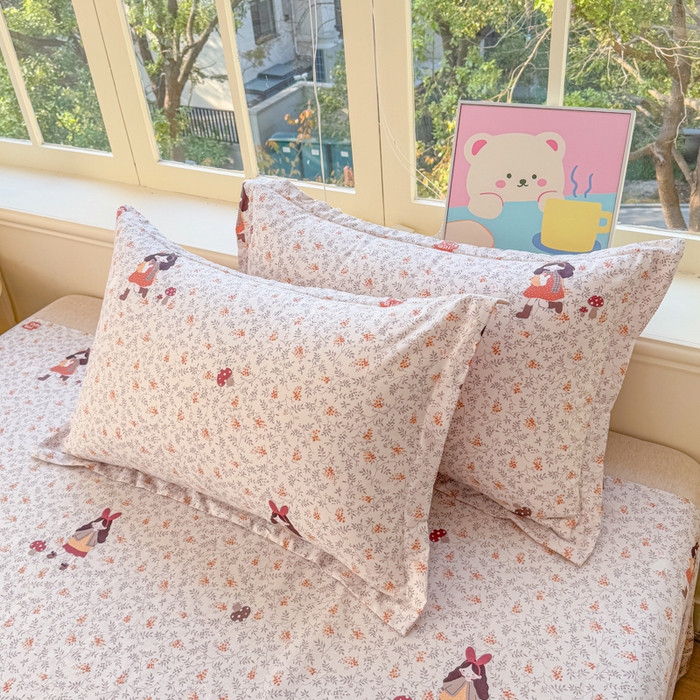 91家纺网 家纺一手货源 找家纺 禧安居 2025新款高支高密活性印染全棉枕套单枕套 原宿女孩