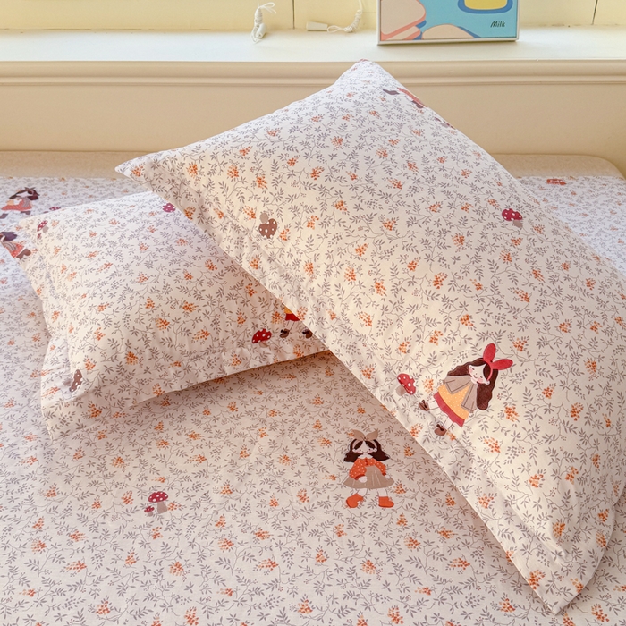 91家纺网 家纺一手货源 找家纺 禧安居 2025新款高支高密活性印染全棉枕套单枕套 原宿女孩