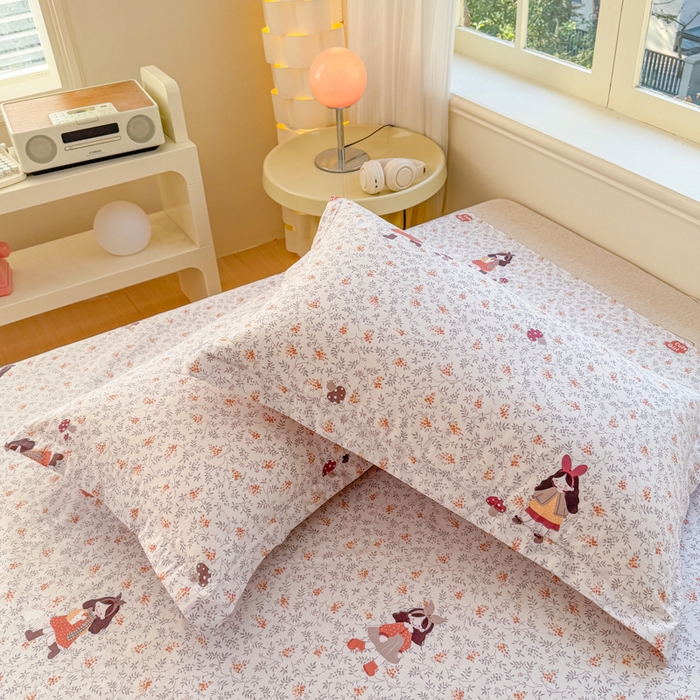 91家纺网 家纺一手货源 找家纺 禧安居 2025新款高支高密活性印染全棉枕套单枕套 原宿女孩