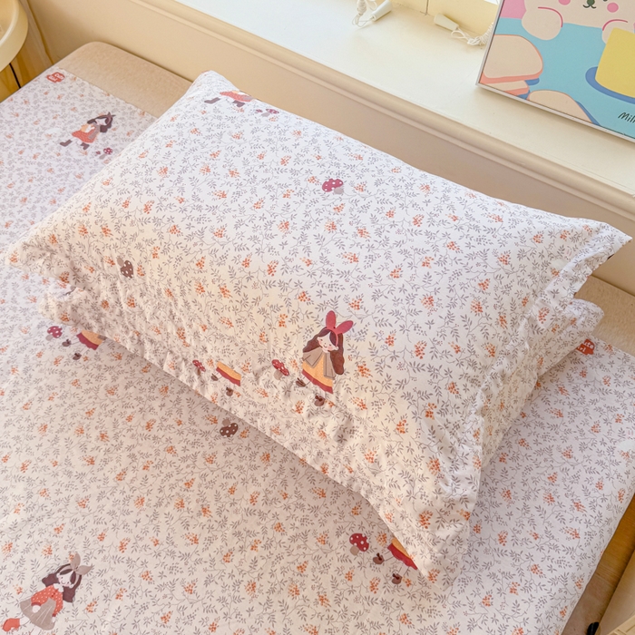 91家纺网 家纺一手货源 找家纺 禧安居 2025新款高支高密活性印染全棉枕套单枕套 原宿女孩