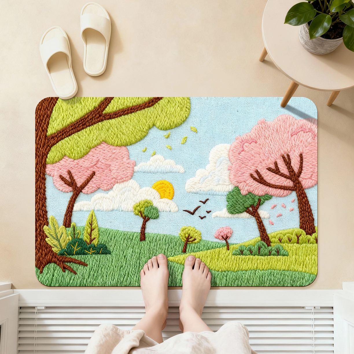 91家纺网 家纺一手货源 找家纺 卡初家居（原微来） 2025新款吸水吸油防滑硅藻泥地垫垫子-花卉系列 G-1720