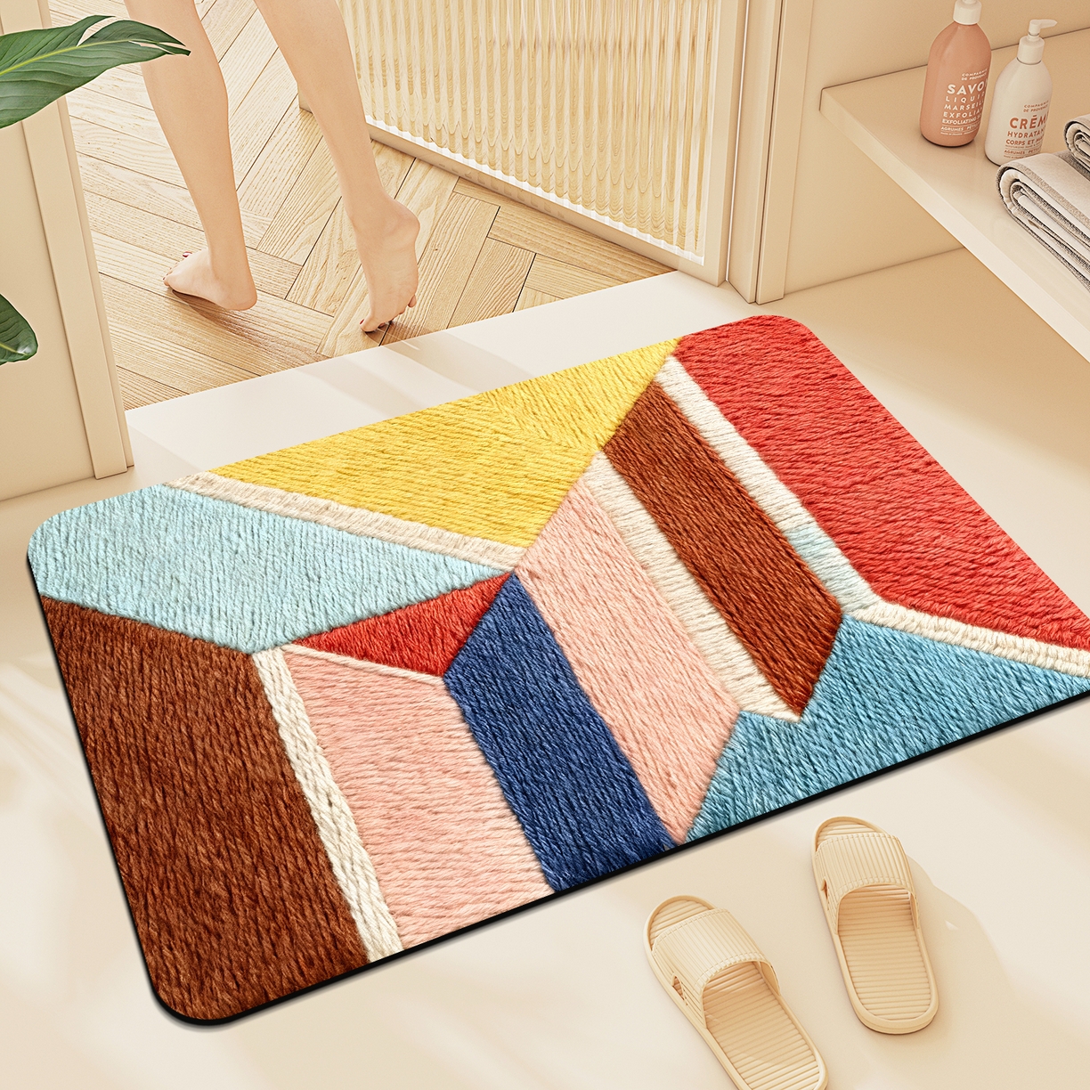 卡初家居（原微来） 2025新款吸水吸油防滑硅藻泥地垫垫子-花卉系列 G-1721