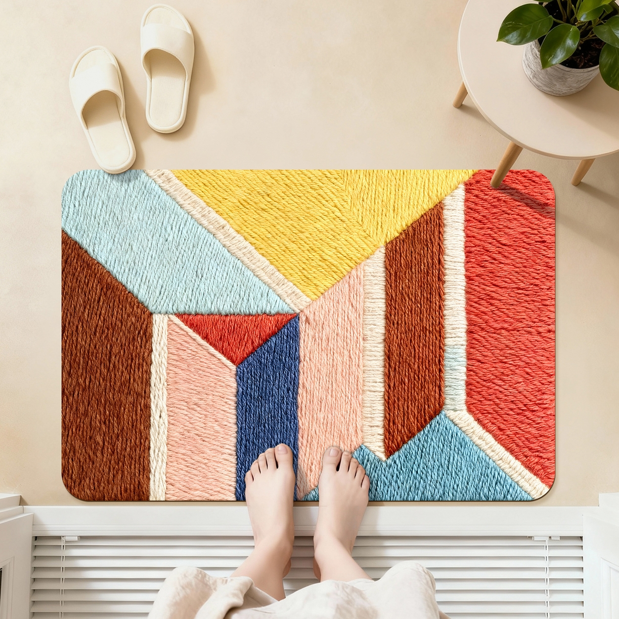 91家纺网 家纺一手货源 找家纺 卡初家居（原微来） 2025新款吸水吸油防滑硅藻泥地垫垫子-花卉系列 G-1721