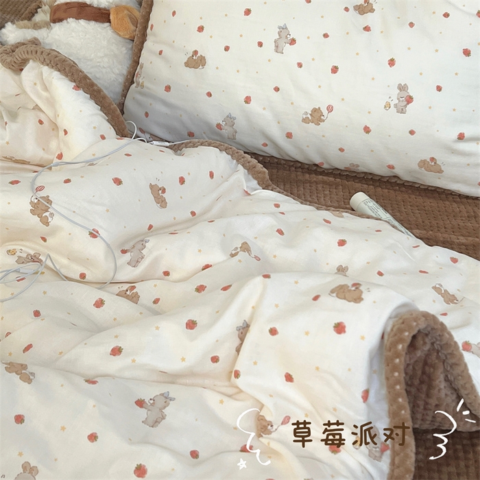 91家纺网 家纺一手货源 找家纺 （总）荣轩 2025秋冬必备新品棉加绒华夫格提花绒工艺款四件套（铺床版）