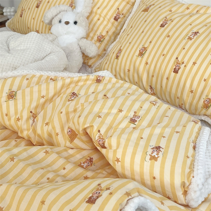 91家纺网 家纺一手货源 找家纺 荣轩 2025秋冬必备新品棉加绒华夫格提花绒工艺款四件套（铺床版）小星芒