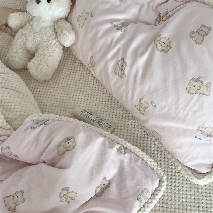 91家纺网 家纺一手货源 找家纺 荣轩 2025秋冬必备新品棉加绒华夫格提花绒工艺款四件套（铺床版）元气扑扑