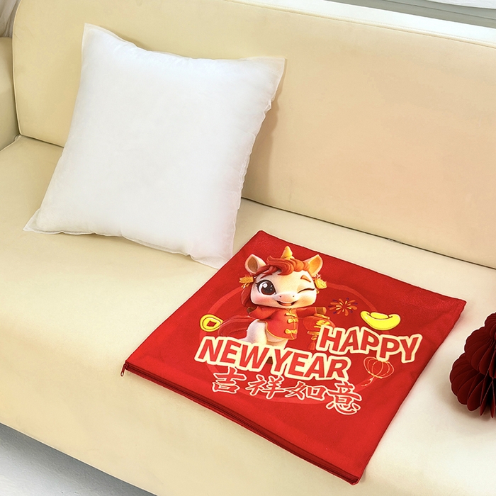 91家纺网 家纺一手货源 找家纺 万聚凯枕芯 2025新款马年春节抱枕 吉祥如意