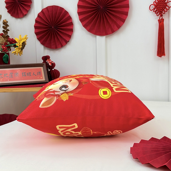 91家纺网 家纺一手货源 找家纺 万聚凯枕芯 2025新款马年春节抱枕 吉祥如意